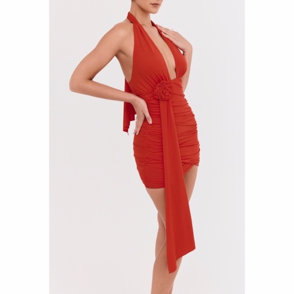 NEW Mistress Rocks Halter Dress Cranberry Large - Picture 5 of 17